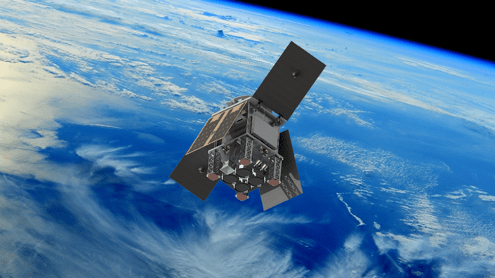 Artist’s view of the European Space Agency (ESA) Hydrology using Global Navigation Satellite System reflections HydroGNSS mission