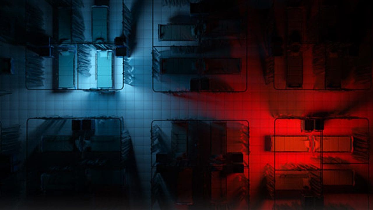 Red and blue clinical room