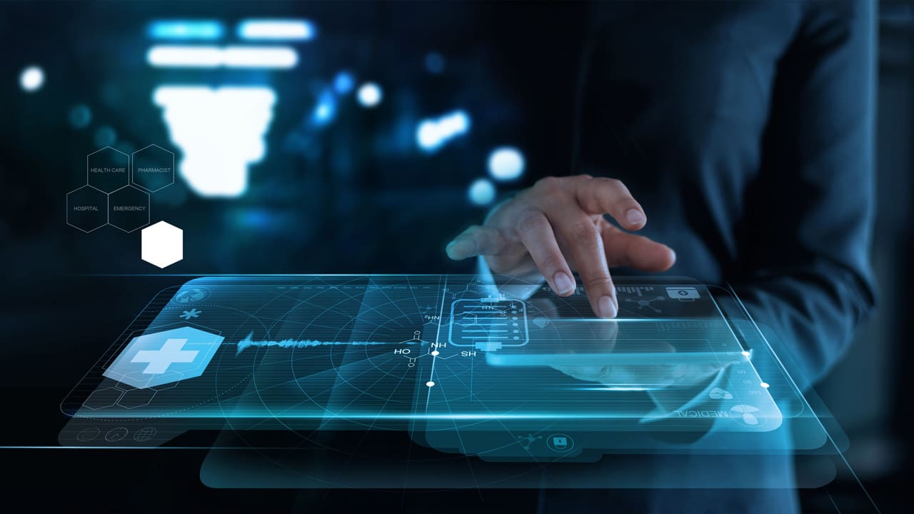 Person tapping on medical device screen